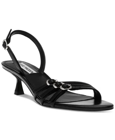 Steve Madden Rapture Womens Leather Strappy Slingback Sandals In Black