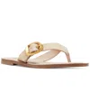 Shop Steve Madden Women's Rays Buckle T-strap Slide Sandals In Almond Nude