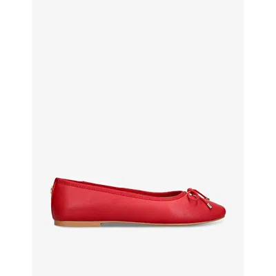 Steve Madden Womens Red Blossoms Bow-embellished Leather Ballet Pumps