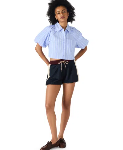 STEVE MADDEN WOMEN'S REECE COLLAR SHORT SLEEVE TOP