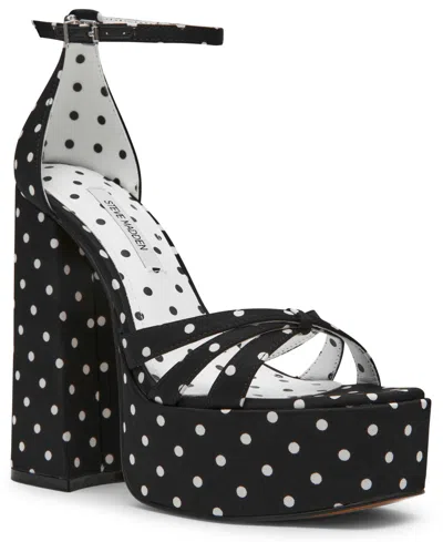 Steve Madden Women's Retro Strappy Block Heel Platform Dress Sandals In Black