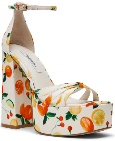 Steve Madden Women's Retro Strappy Block Heel Platform Dress Sandals In Multi