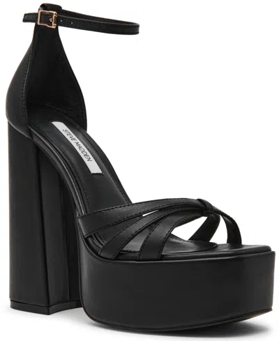 Steve Madden Women's Retro Strappy Block Heel Platform Dress Sandals In Black