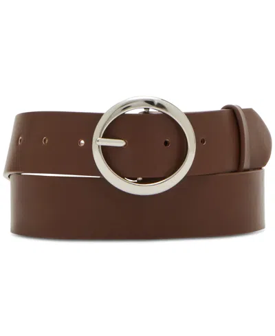Steve Madden Women's Reversible Faux-leather Belt In Chocolate,oatmeal