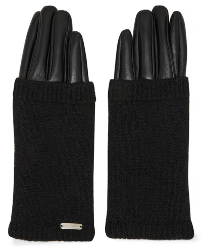 Steve Madden Women's Rib-knit Cuff Gloves In Black