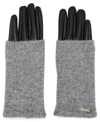 Steve Madden Women's Rib-knit Cuff Gloves In Gray