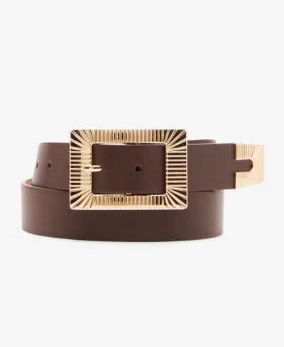 Steve Madden Women's Ridge-pattern Faux-leather Belt In Chocolate