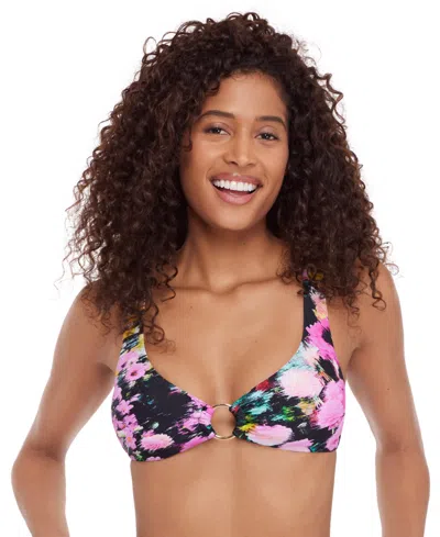 Steve Madden Women's Ring V-neck Swim Top In Multi