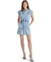 Steve Madden Robbie Denim Mini Shirtdress In Mineral Blue