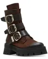 Steve Madden Roland Womens Buckle Leather Mid-calf Boots In Brown