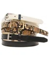 Steve Madden Women's Roller, Double Square Buckle Python 3-pc Textured Belt In Multi