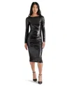 Steve Madden Ronan Sequin Long Sleeve Midi Dress In Black