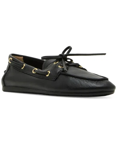Steve Madden Women's Sag Soft Boat Shoe Loafer Flats In Black