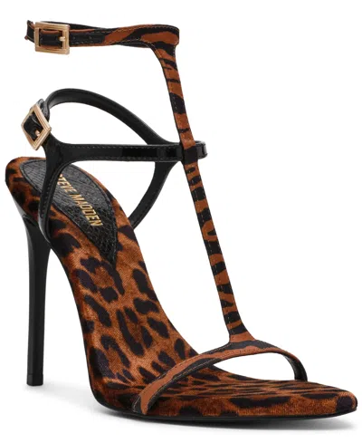 Steve Madden Women's Salma T-strap Stiletto High-heel Dress Sandals In Animal Print