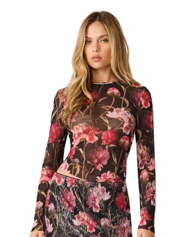 Steve Madden Women's Sandy Sheer Mesh Floral T-shirt In Multi