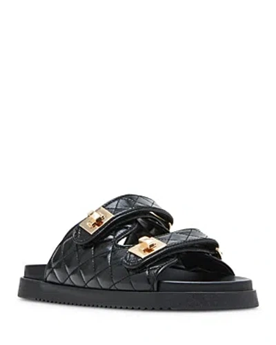 Steve Madden Women's Schmona Double Turn Lock Slide Sandals In Black