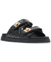 Steve Madden Women's Schmona Double Turn Lock Slide Sandals In Black Leather