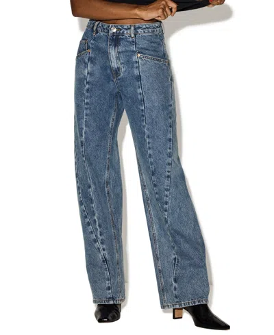 Steve Madden Women's Seamed Sydnee High-rise Twisted-seam Tapered Jeans In Blue