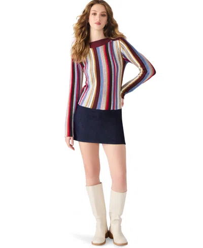 Steve Madden Women's Serra Stripe Rib Mix Knit Sweater In Multi