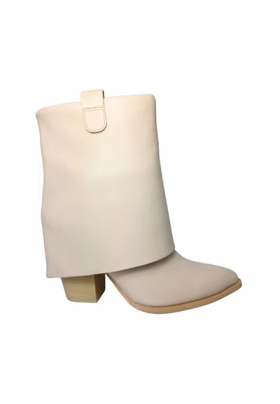Steve Madden Women's Shoes  Lark Bone Toe Boot With Heel In Off White