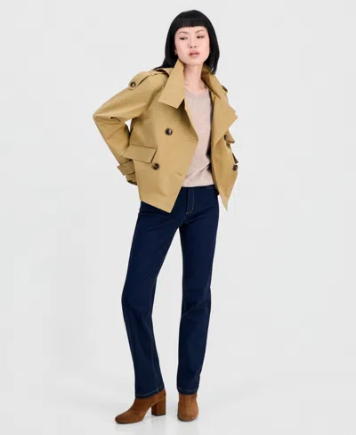 Steve Madden Women's Short Hooded Trench Coat In Neutral