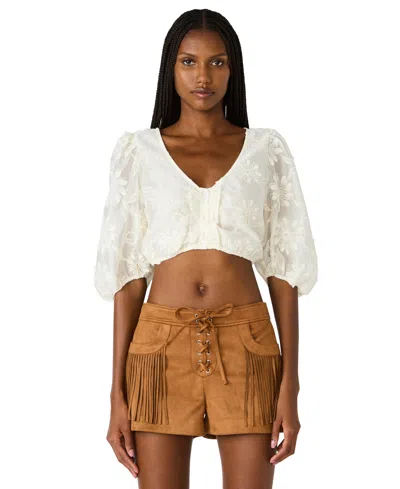 Steve Madden Women's Sienna V-neck Cropped Top In White