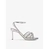 Steve Madden Kailyn-r Rhinestone-embellished Faux-leather Heeled Sandals In Silver