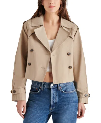 Steve Madden Sirus Cropped Double Breasted Jacket In Khaki