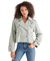 Steve Madden Sirus Cropped Double Breasted Jacket In Stone Blue