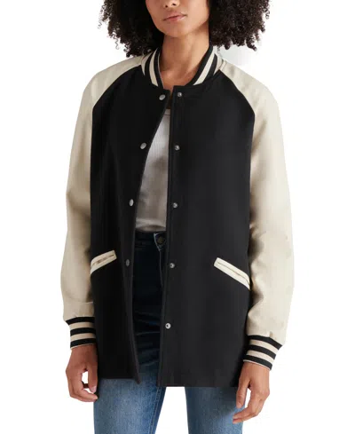Steve Madden Women's Skylie Faux-leather Varsity Jacket In Black