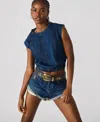 Steve Madden Women's Sleeveless Denim Leila Top In Blue