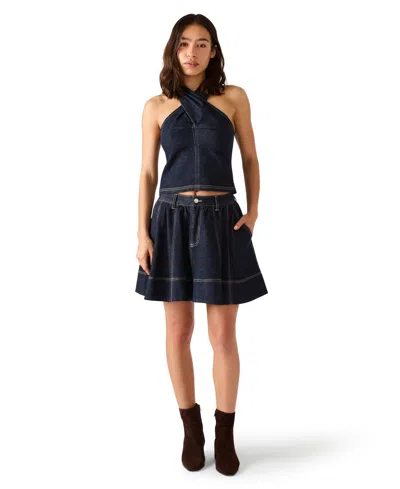 Steve Madden Women's Sleeveless Halter Top In Blue