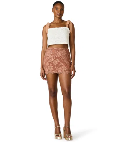 Steve Madden Georgianna Floral Lace Tie Shoulder Crop Top In White