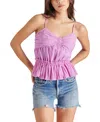 Steve Madden Solange Ruched Peplum Camisole In Berry