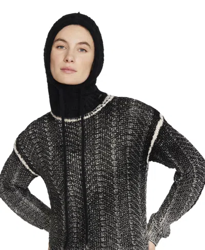 Steve Madden Women's Solid Eyelash Drawstring Hood In Black