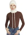 Steve Madden Women's Solid Eyelash Drawstring Hood In Off White