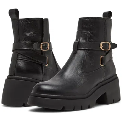 Steve Madden Women's  Colletta Boots Black Leather Ankle Booties Rhs6759