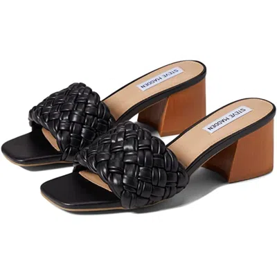 Steve Madden Women's  Incentive Sandals Black Braided Block Heel Zap1259