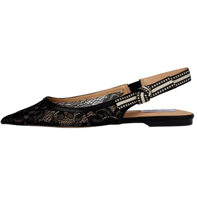 Steve Madden Women's  Olsen Slingback Flats Black Lace Olse02s1