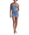Steve Madden Suri Strapless Denim Crop Top In Blue Denim