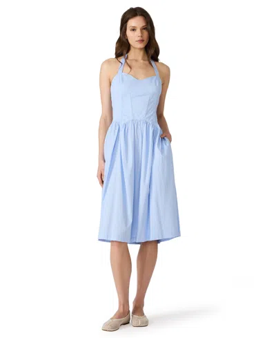 Steve Madden Leigh Anne Stripe Halter Dress In Blue