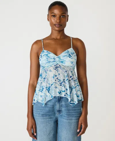 Steve Madden Women's Sweetheart Neck Polly Top In Blue