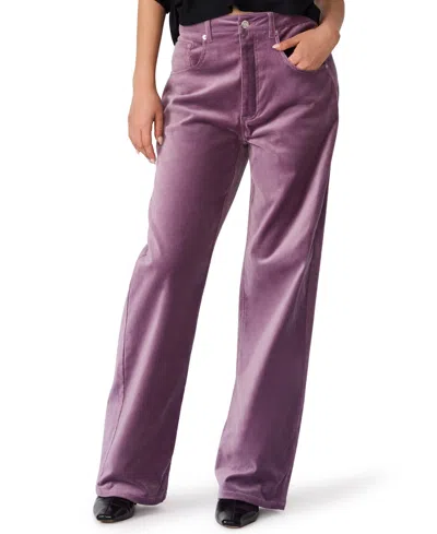 Steve Madden Women's Sydnee Velvet High-waist Wide-leg Pants In Arctic Dust