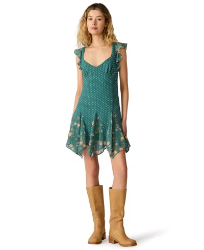 Steve Madden Tanisha Print Flutter Sleeve Minidress In Green