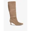 Steve Madden Womens Taupe Lavan Pull-on Heeled Suede Knee-high Boots In Taupe