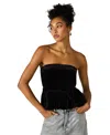 Steve Madden Women's Tessae Velvet Strapless Bubble Hem Tube Top In Black