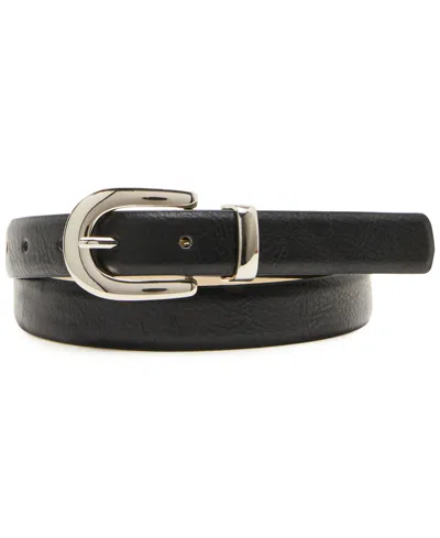 Steve Madden Women's Textured Chunky Buckle Belt In Black