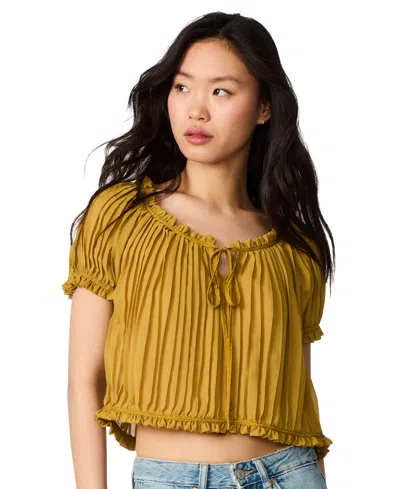 Steve Madden Women's Theodora Puff Short-sleeve Crop Top In Yellow