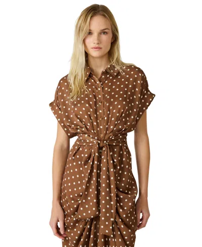 Steve Madden Women's Tori Collared Short-sleeve Dress In Brown