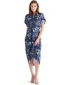 Steve Madden Tori Floral Print Shirtdress In Indigo